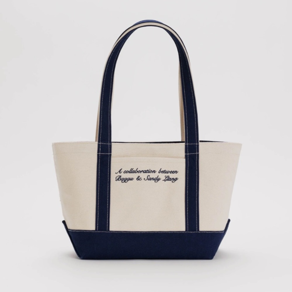 NWT BAGGU X SANDY LIANG SMALL HEAVYWEIGHT CANVAS TOTE NAVY